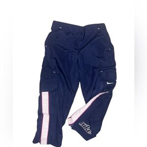Vintage Y2K Nike Spell Out Cargo Athletic Pants Blue With Pink Stripe 4
